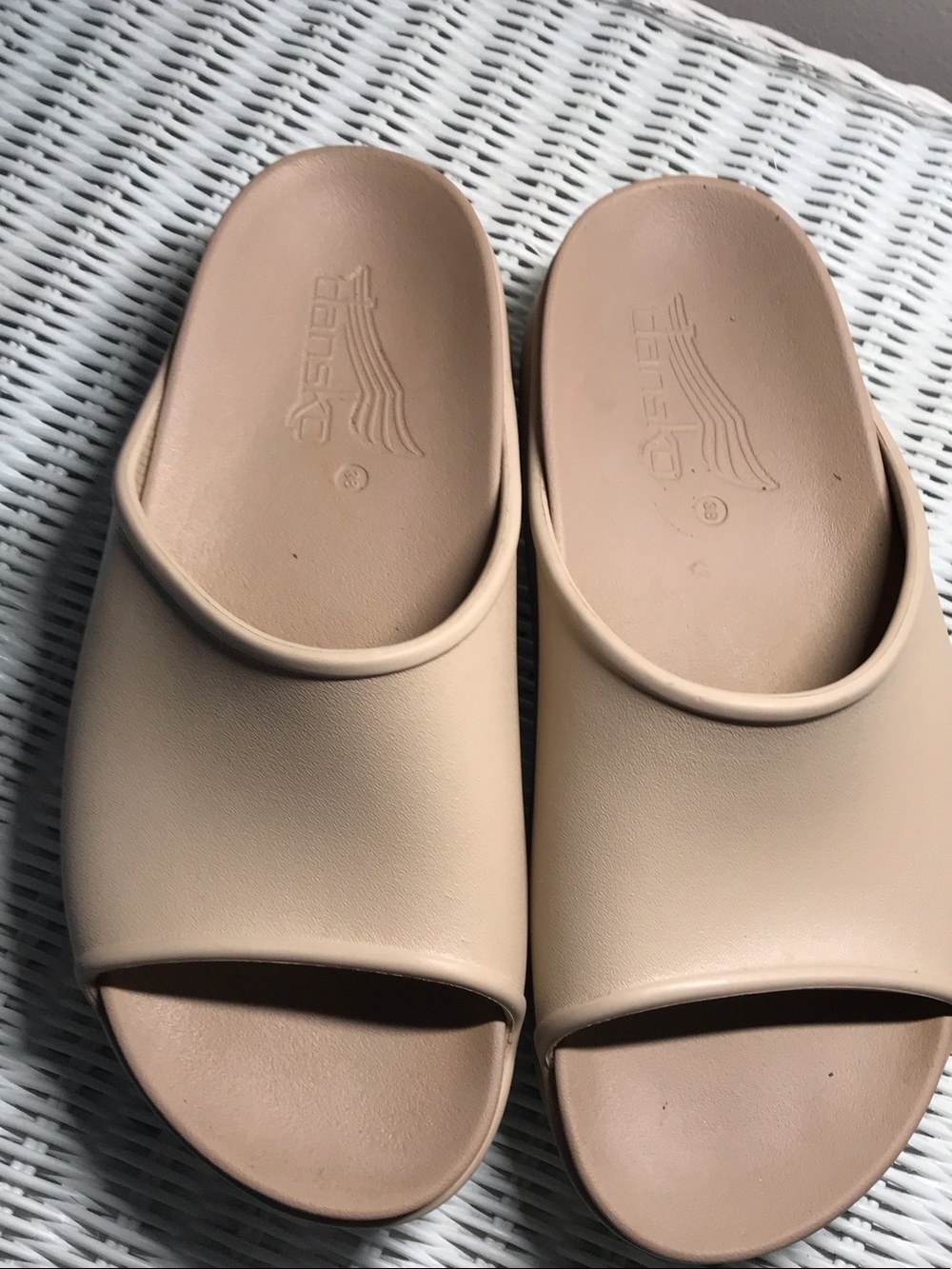 Dansko Beige Open-Toe Slide Sandals